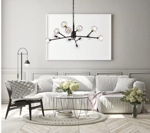 Screenshot 2025-11-24 at 10.08.16 AM 12-Light Crystal Globe Chandelier – Black Sputnik Branch Chandelier for Dining Rooms & Living Spaces