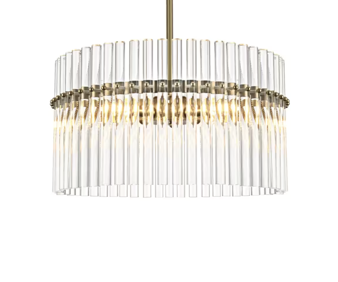 Crystal Rod Chandelier in Gold