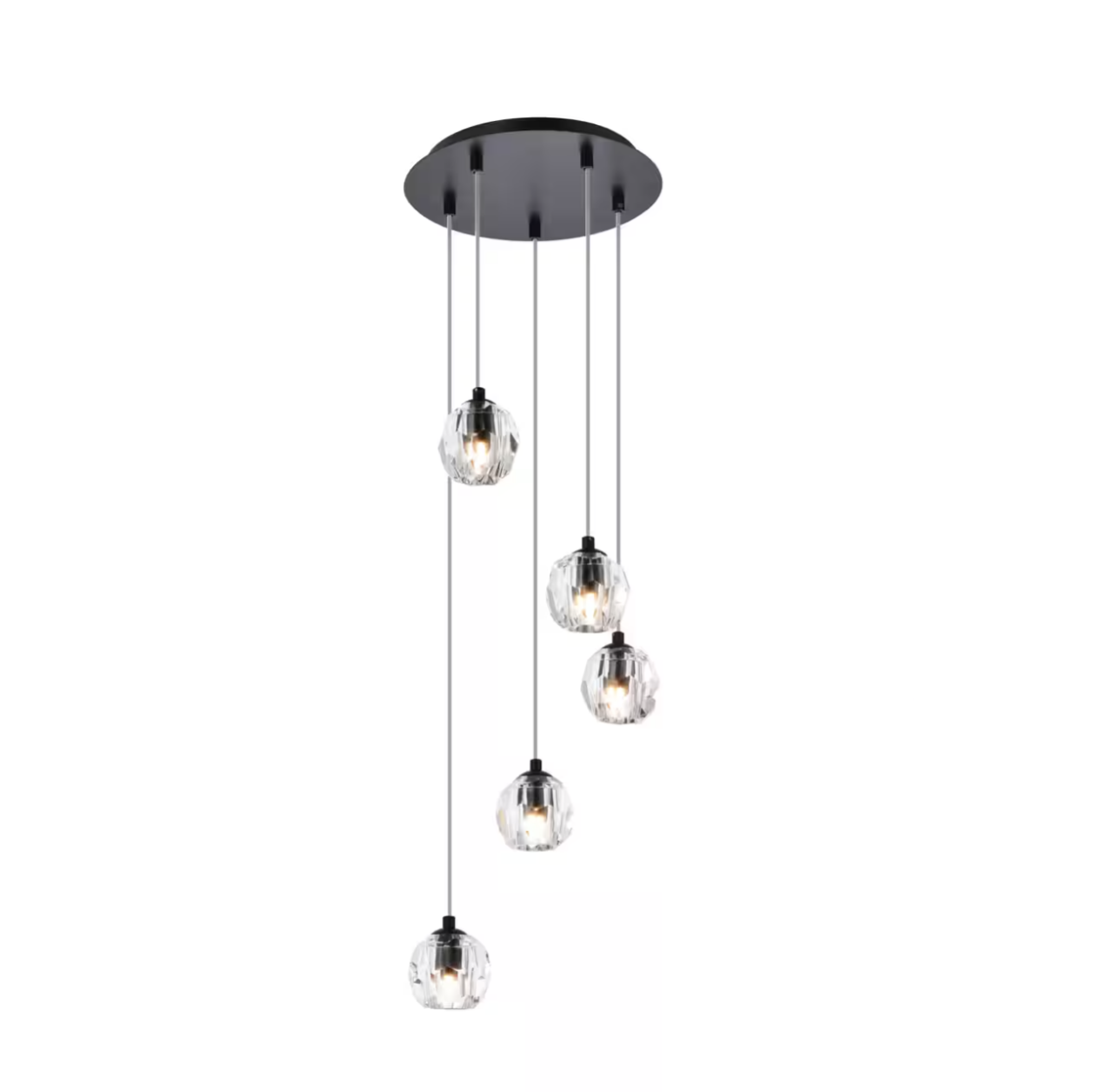5-Light Crystal Pendant Chandelier – Adjustable Hanging Cluster Light
