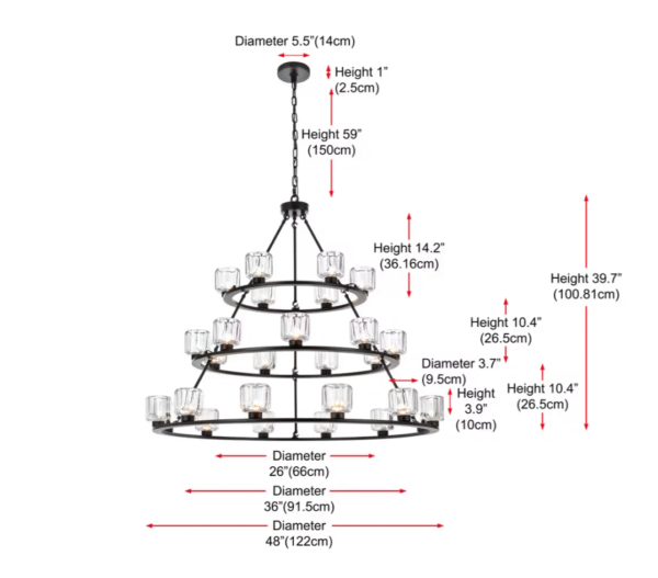 Screenshot 2025-11-24 at 9.56.22 AM 3-Tier Glass Cylinder Chandelier – Black Metal Finish